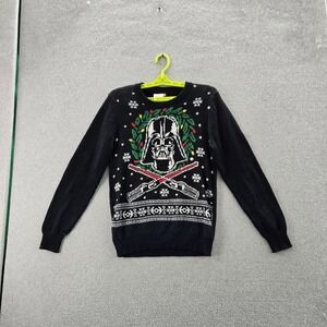 Hybrid Apparel Men Sweater L‎ Black Graphic Print Darth Vader Christmas Ugly NWT